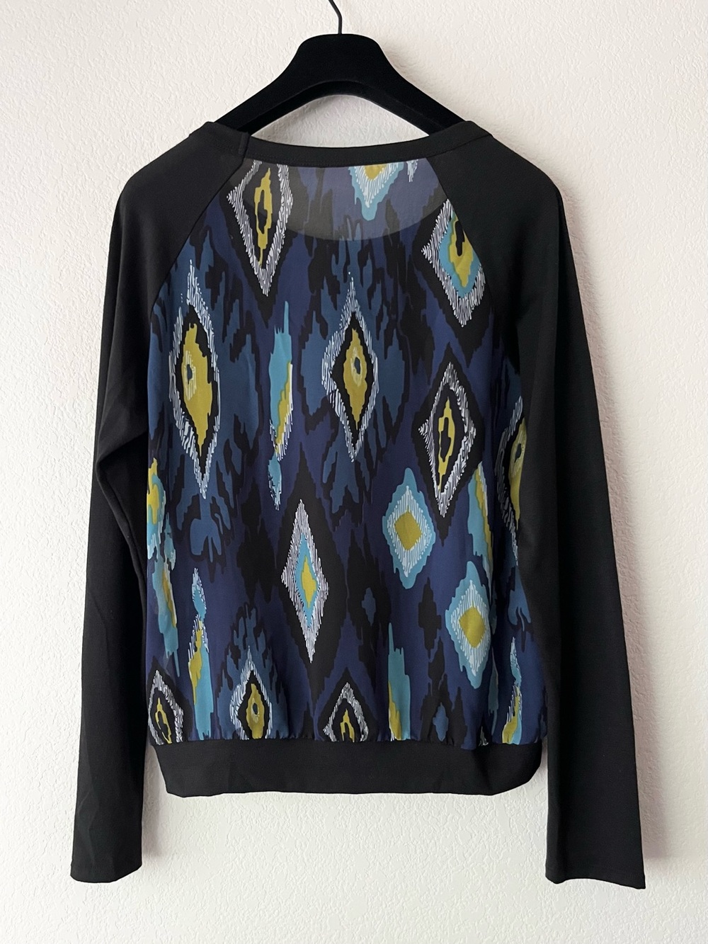 Sheer panel long sleeve top